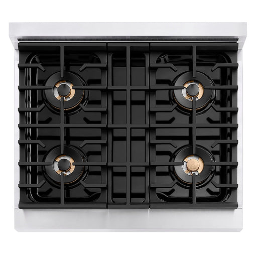 ZLINE Autograph Edition 30 in. 4.2 cu. ft. Paramount Dual Fuel Range with 4 Burner DuoPro™ Cooktop and Electric Convection Oven in Stainless Steel with Matte Black Accents (PSDRZ-30-MB)