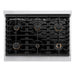 ZLINE Autograph Edition 36 in. 5.2 cu. ft. Paramount Dual Fuel Range with 6 Burner Gas Cooktop and Electric Convection Oven in Stainless Steel with Champagne Bronze Helix Handle and Knob Accents (SDRZ-36-KCB)