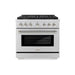 ZLINE Autograph Edition 36 in. 5.2 cu. ft. Paramount Dual Fuel Range with 6 Burner Gas Cooktop and Electric Convection Oven in Stainless Steel with Polished Nickel Helix Handle and Knob Accents (SDRZ-36-KPN)