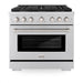 ZLINE 36 in. 5.2 cu. ft. Paramount Dual Fuel Range with Gas Cooktop and Electric Convection Oven in Stainless Steel with 6 Brass Burners (SDR-BR-36)