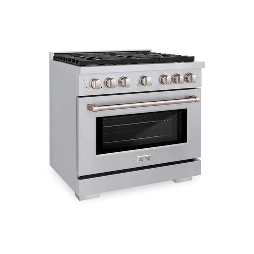 ZLINE 36 in. 5.2 cu. ft. Paramount Gas Range with Convection Gas Oven in Stainless Steel with 6 Brass Burners (SGR-BR-36)
