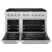 ZLINE Autograph Edition 48 in. 6.7 cu. ft. Paramount Double Oven Gas Range with 8 Burner Cooktop in Stainless Steel and Polished Nickel Helix Handles and Knob Accents (SGRZ-48-KPN)