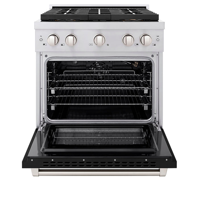 ZLINE 30 in. 4.2 cu. ft. Paramount Gas Range with 4 Burner DuoPro™ Cooktop and Convection Gas Oven with Black Matte Door (PSGR-BLM-30)