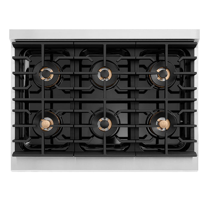 ZLINE 36 in. 5.2 cu. ft. Paramount Gas Range with 6 Burner DuoPro™ Cooktop and Convection Gas Oven with Black Matte Door (PSGR-BLM-36)