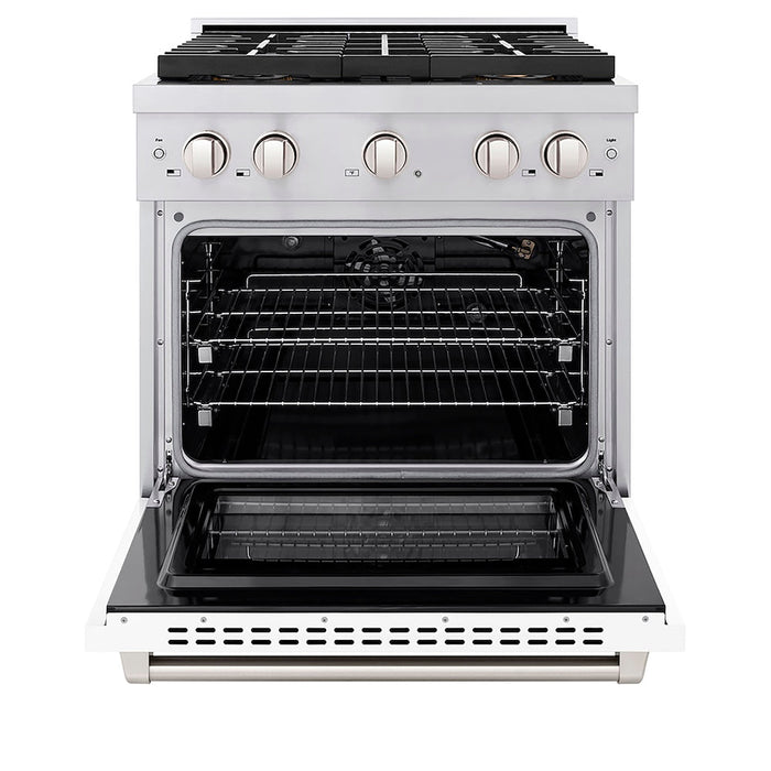 ZLINE 30 in. 4.2 cu. ft. Paramount Gas Range with 4 Burner DuoPro™ Cooktop and Convection Gas Oven with White Matte Door (PSGR-WM-30)
