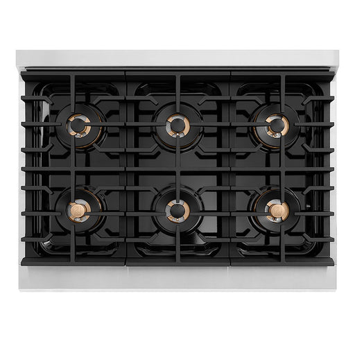 ZLINE 36 in. 5.2 cu. ft. Paramount Gas Range with 6 Burner DuoPro™ Cooktop and Convection Gas Oven with White Matte Door (PSGR-WM-36)
