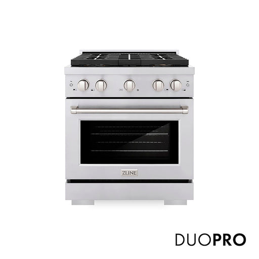 ZLINE 30 in. 4.2 cu. ft. Paramount Gas Range with 4 Burner DuoPro™ Cooktop and Convection Gas Oven in Stainless Steel (PSGR30)
