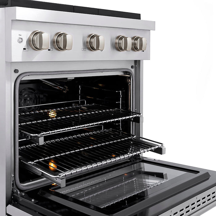 ZLINE 30 in. 4.2 cu. ft. Paramount Gas Range with 4 Burner DuoPro™ Cooktop and Convection Gas Oven in Stainless Steel (PSGR30)