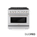 ZLINE 36 in. 5.2 cu. ft. Paramount Gas Range with 6 Burner DuoPro™ Cooktop and Convection Gas Oven in Stainless Steel (PSGR36)
