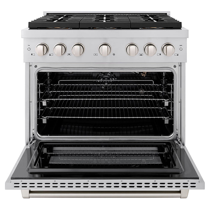 ZLINE 36 in. 5.2 cu. ft. Paramount Gas Range with 6 Burner DuoPro™ Cooktop and Convection Gas Oven in Stainless Steel (PSGR36)