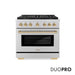 ZLINE Autograph Edition 36 in. 5.2 cu. ft. Paramount Gas Range with 6 Burner DuoPro™ Cooktop and Convection Gas Oven in Stainless Steel and Polished Gold Accents (PSGRZ-36-G)