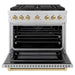 ZLINE Autograph Edition 36 in. 5.2 cu. ft. Paramount Gas Range with 6 Burner DuoPro™ Cooktop and Convection Gas Oven in Stainless Steel and Polished Gold Accents (PSGRZ-36-G)
