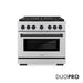 ZLINE Autograph Edition 36 in. 5.2 cu. ft. Paramount Gas Range with 6 Burner DuoPro™ Cooktop and Convection Gas Oven in Stainless Steel and Matte Black Accents (PSGRZ-36-MB)