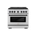 ZLINE Autograph Edition 36 in. 5.2 cu. ft. Paramount Gas Range with 6 Burner DuoPro™ Cooktop and Convection Gas Oven in Stainless Steel and Matte Black Accents (PSGRZ-36-MB)