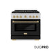 ZLINE Autograph Edition 36 in. 5.2 cu. ft. Paramount Gas Range with 6 Burner DuoPro™ Cooktop and Convection Gas Oven with Black Matte Door and Champagne Bronze Accents (PSGRZ-BLM-36-CB)