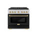 ZLINE Autograph Edition 36 in. 5.2 cu. ft. Paramount Gas Range with 6 Burner DuoPro™ Cooktop and Convection Gas Oven with Black Matte Door and Champagne Bronze Accents (PSGRZ-BLM-36-CB)