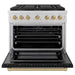 ZLINE Autograph Edition 36 in. 5.2 cu. ft. Paramount Gas Range with 6 Burner DuoPro™ Cooktop and Convection Gas Oven with Black Matte Door and Champagne Bronze Accents (PSGRZ-BLM-36-CB)