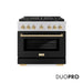 ZLINE Autograph Edition 36 in. 5.2 cu. ft. Paramount Gas Range with 6 Burner DuoPro™ Cooktop and Convection Gas Oven with Black Matte Door and Polished Gold Accents (PSGRZ-BLM-36-G)