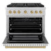 ZLINE Autograph Edition 36 in. 5.2 cu. ft. Paramount Gas Range with 6 Burner DuoPro™ Cooktop and Convection Gas Oven with White Matte Door and Champagne Bronze Accents (PSGRZ-WM-36-CB)