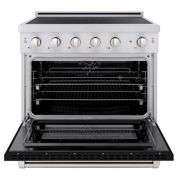 ZLINE 36 in. 5.2 cu. ft. Paramount Induction Range with 5 Element Cooktop and Electric Convection Oven in Stainless Steel with Black Matte Door (SINR-BLM-36)