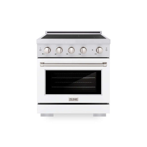 ZLINE 30 in. 4.2 cu. ft. Paramount Induction Range with 4 Element Cooktop and Electric Convection Oven in Stainless Steel with White Matte Door (SINR-WM-30)