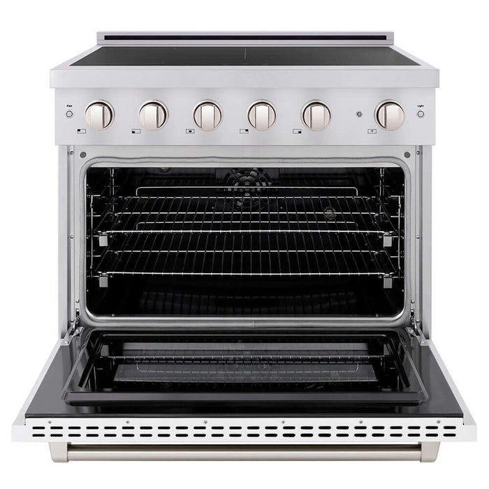 ZLINE 36 in. 5.2 cu. ft. Paramount Induction Range with 5 Element Cooktop and Electric Convection Oven in Stainless Steel with White Matte Door (SINR-WM-36)