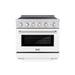 ZLINE 36 in. 5.2 cu. ft. Paramount Induction Range with 5 Element Cooktop and Electric Convection Oven in Stainless Steel with White Matte Door (SINR-WM-36)