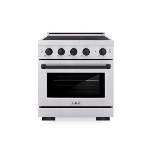 ZLINE Autograph Edition 30 in. 4.2 cu. ft. Paramount Induction Range with 4 Element Cooktop and Electric Convection Oven in Stainless Steel with Matte Black Accents (SINRZ-30-MB)