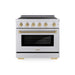 ZLINE Autograph Edition 36 in. 5.2 cu. ft. Paramount Induction Range with 5 Element Cooktop and Electric Convection Oven in Stainless Steel with Champagne Bronze Helix Handle and Knob Accents (SINRZ-36-KCB)