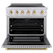 ZLINE Autograph Edition 36 in. 5.2 cu. ft. Paramount Induction Range with 5 Element Cooktop and Electric Convection Oven in Stainless Steel with Polished Gold Helix Handle and Knob Accents (SINRZ-36-KG)