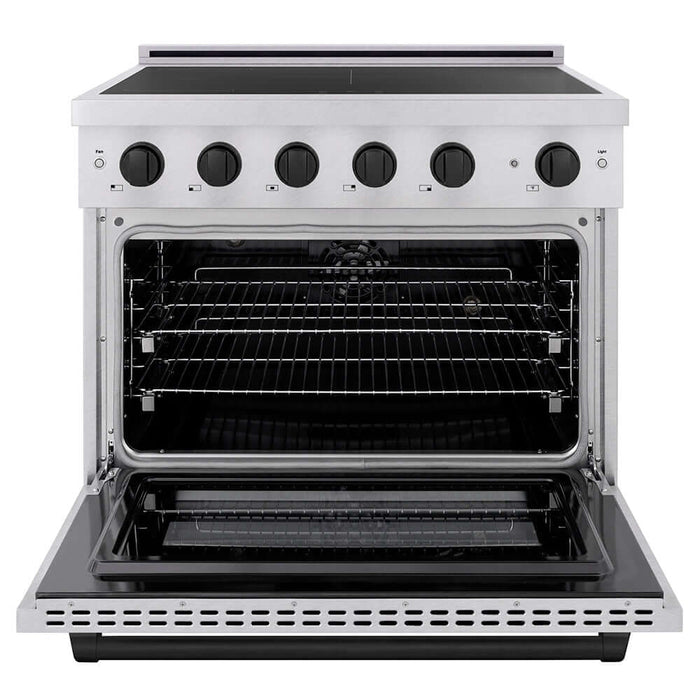 ZLINE Autograph Edition 36 in. 5.2 cu. ft. Paramount Induction Range with 5 Element Cooktop and Electric Convection Oven in Stainless Steel with Matte Black Accents (SINRZ-36-MB)