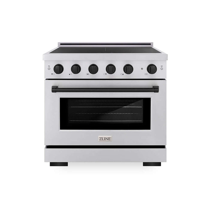 ZLINE Autograph Edition 36 in. 5.2 cu. ft. Paramount Induction Range with 5 Element Cooktop and Electric Convection Oven in Stainless Steel with Matte Black Accents (SINRZ-36-MB)