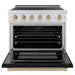 ZLINE Autograph Edition 36 in. 5.2 cu. ft. Paramount Induction Range with 5 Element Cooktop and Electric Convection Oven in Stainless Steel with Black Matte Door and Champagne Bronze Accents (SINRZ-BLM-36-CB)