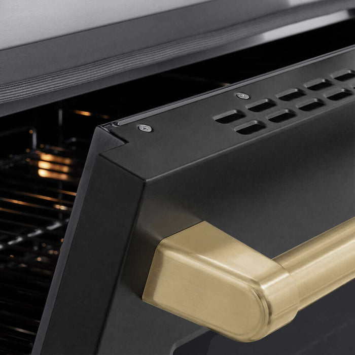ZLINE Autograph Edition 36 in. 5.2 cu. ft. Paramount Induction Range with 5 Element Cooktop and Electric Convection Oven in Stainless Steel with Black Matte Door and Champagne Bronze Accents (SINRZ-BLM-36-CB)