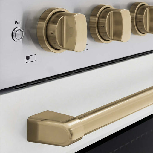 ZLINE Autograph Edition 36 in. 5.2 cu. ft. Paramount Induction Range with 5 Element Cooktop and Electric Convection Oven in Stainless Steel with White Matte Door and Champagne Bronze Accents (SINRZ-WM-36-CB)