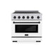 ZLINE Autograph Edition 36 in. 5.2 cu. ft. Paramount Induction Range with 5 Element Cooktop and Electric Convection Oven in Stainless Steel with White Matte Door and Matte Black Accents (SINRZ-WM-36-MB)