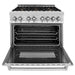 ZLINE 36 in. 4.6 cu. ft. Legacy Dual Fuel Range with Gas Cooktop and Electric Convection Oven in Stainless Steel with 6 Brass Burners and Griddle (RA-BR-GR-36)