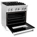 ZLINE 30 in. 4.0 cu. ft. Legacy Dual Fuel Range with 4 Burner Gas Cooktop and Electric Convection Oven in Stainless Steel and White Matte Door (RA-WM-30)