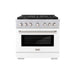 ZLINE 36 in. 5.2 cu. ft. Paramount Gas Range with 6 Burner Cooktop and Convection Gas Oven in Stainless Steel with White Matte Door (SGR-WM-36)