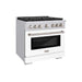 ZLINE 36 in. 5.2 cu. ft. Paramount Gas Range with 6 Burner Cooktop and Convection Gas Oven in Stainless Steel with White Matte Door (SGR-WM-36)