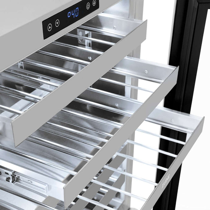 ZLINE 24 in. Touchstone Dual Zone 44 Bottle Wine Cooler with Black Matte Glass Door (RWDO-BLM-24)