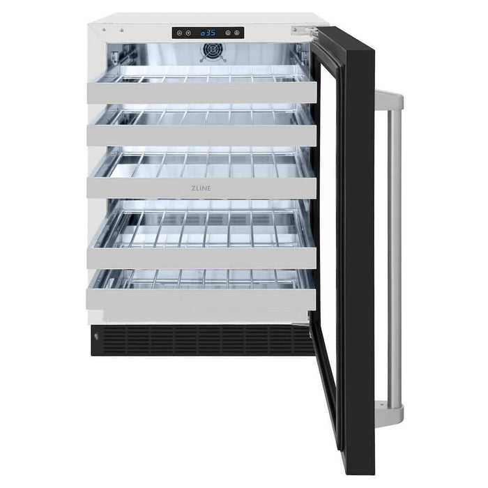 ZLINE 24 in. Touchstone Dual Zone 44 Bottle Wine Cooler with Black Matte Glass Door (RWDO-BLM-24)