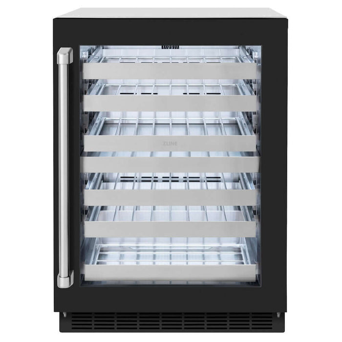 ZLINE 24 in. Touchstone Dual Zone 44 Bottle Wine Cooler with Black Matte Glass Door (RWDO-BLM-24)