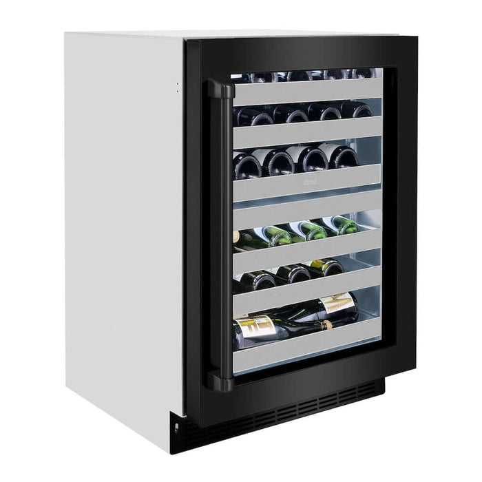 ZLINE 24 in. Touchstone Dual Zone 44 Bottle Wine Cooler with Black Stainless Steel Glass Door (RWDO-BS-24)