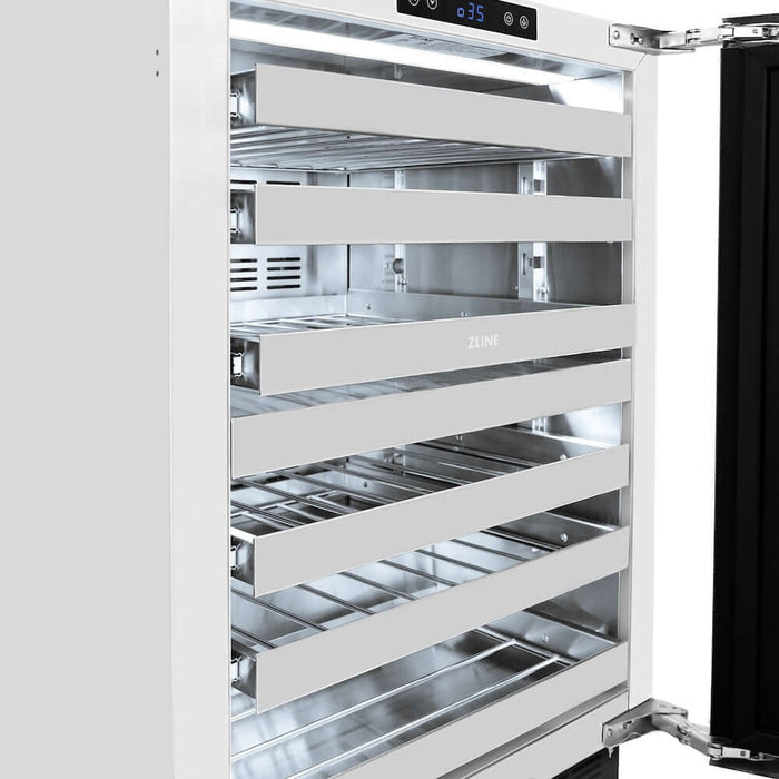 ZLINE 24 in. Touchstone Dual Zone 44 Bottle Wine Cooler with Black Stainless Steel Glass Door (RWDO-BS-24)