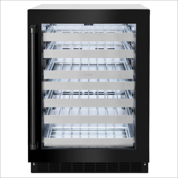 ZLINE 24 in. Touchstone Dual Zone 44 Bottle Wine Cooler with Black Stainless Steel Glass Door (RWDO-BS-24)