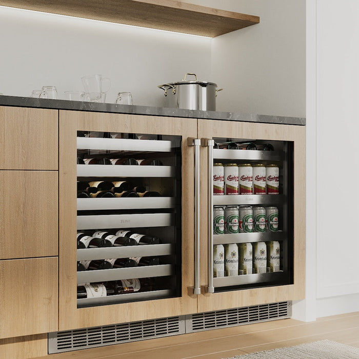 ZLINE 24 in. Touchstone Dual Zone 44 Bottle Wine Cooler with Panel Ready Glass Door (RWDPO-24)