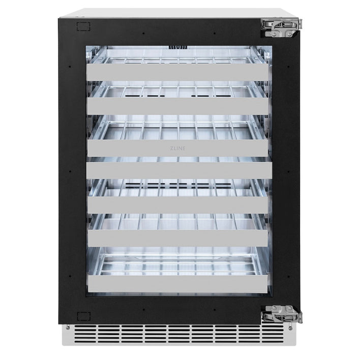 ZLINE 24 in. Touchstone Dual Zone 44 Bottle Wine Cooler with Panel Ready Glass Door (RWDPO-24)