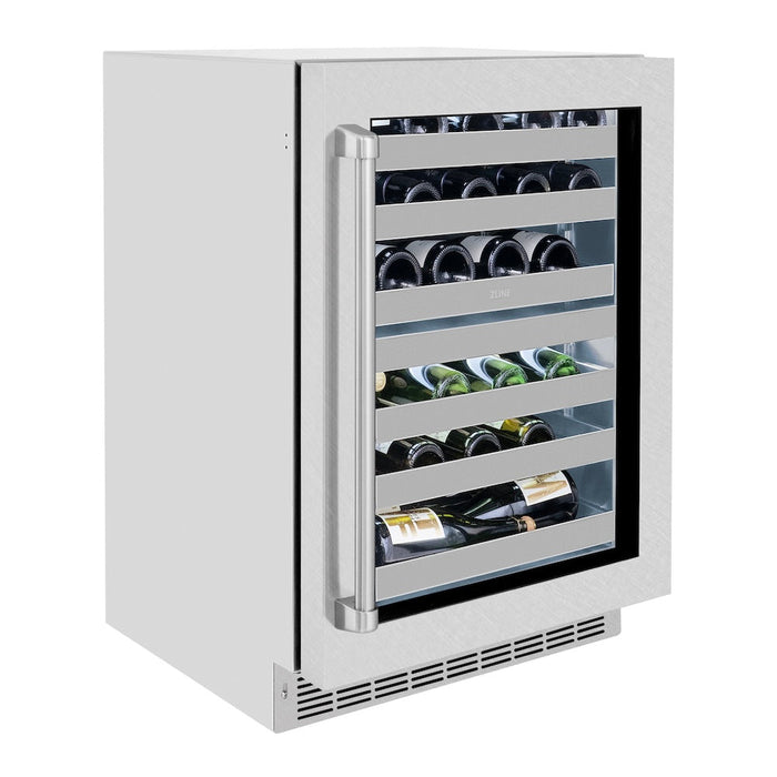 ZLINE 24 in. Touchstone Dual Zone 44 Bottle Wine Cooler with Satin Stainless Steel Glass Door (RWDO-SN-24)