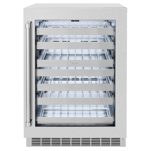 ZLINE 24 in. Touchstone Dual Zone 44 Bottle Wine Cooler with Satin Stainless Steel Glass Door (RWDO-SN-24)